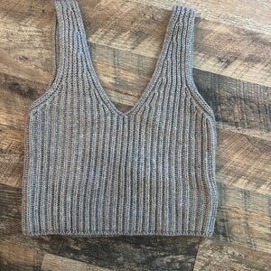 Gray Knit Crop Top